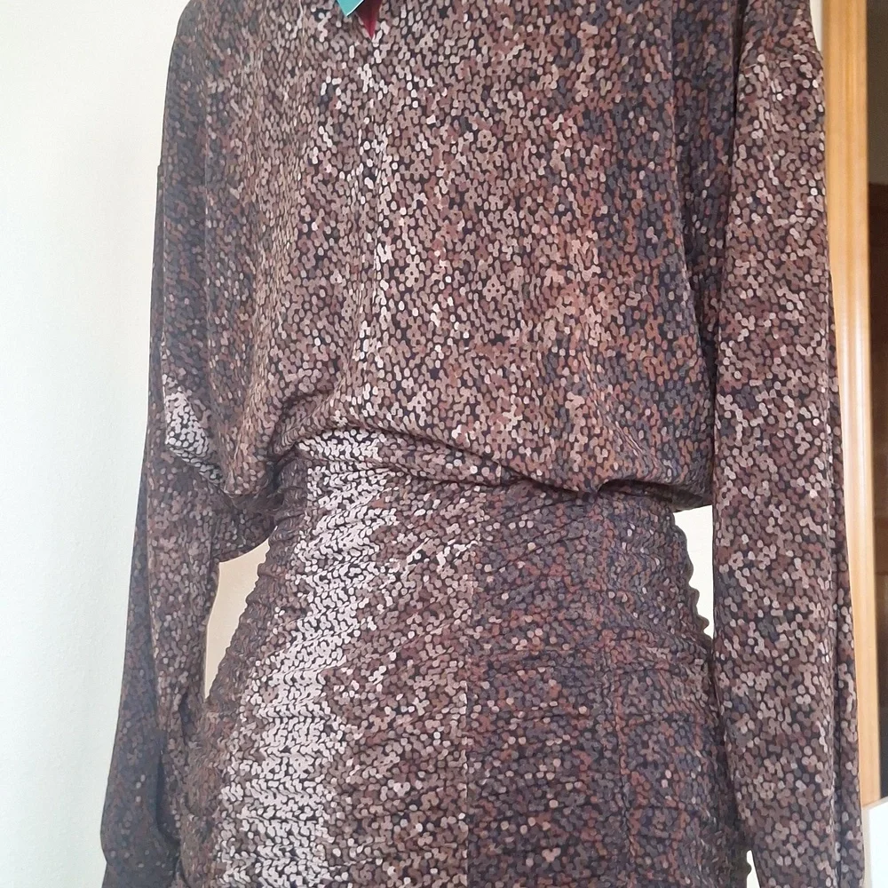 H&M Pretty Long Brown & Tan Dress Size S - Picture 8 of 16